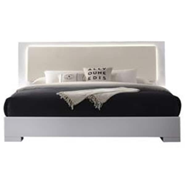 Best Master Furniture Athens White Lacquer Platform King Bed with LED Lighting Athens Eastern King Bed - main